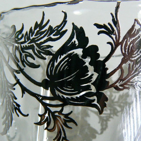 VINTAGE SILVER CITY FLANDERS FLOWERS CLEAR GLASS FOOTED SUGAR BOWL & CREAMER SET - Picture 8 of 10